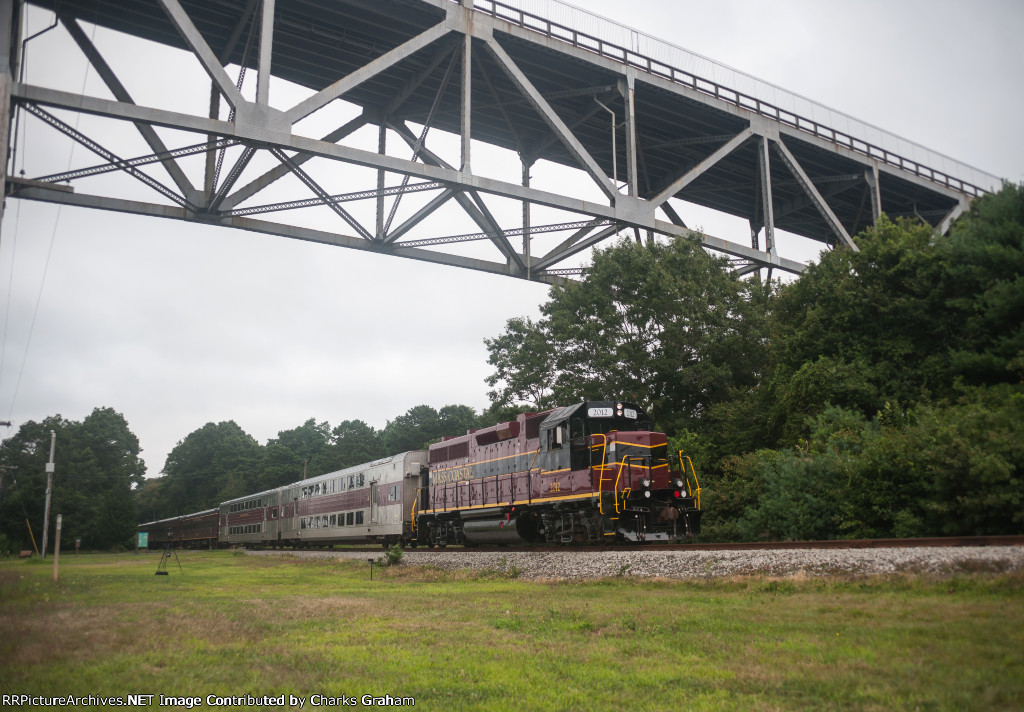 MC 2012 pulls the Railfan day special into Bourne Station.